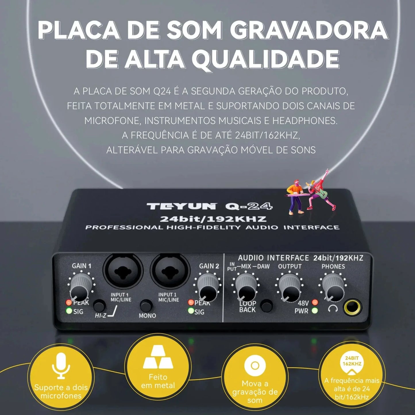 Black teyun q-24 professional sound card audio mixer channel with metallic finish and multiple ports for studio singing vocalist