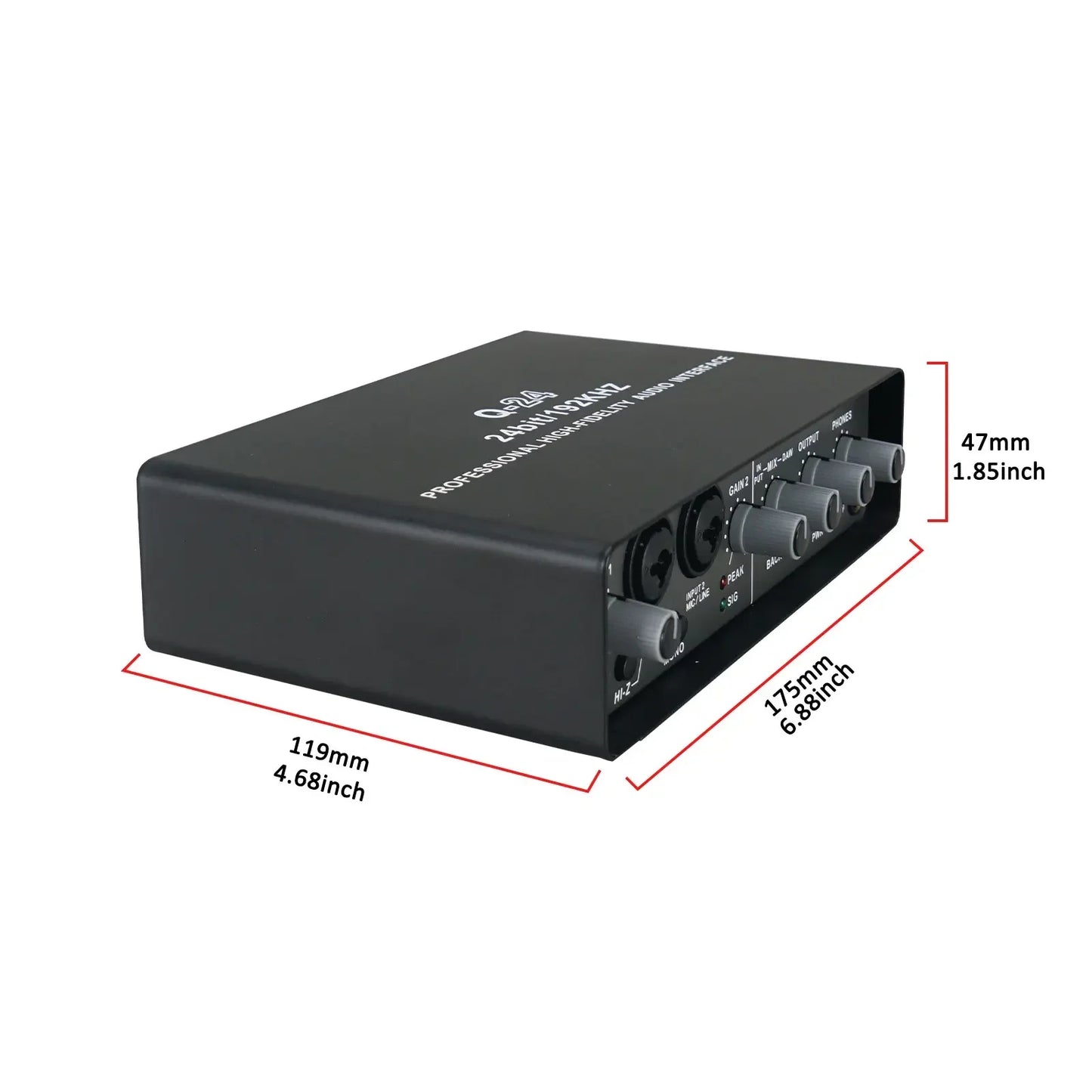 Black qsc 2-channel usb professional sound card audio mixer channel with multiple ports for studio singing vocalist use