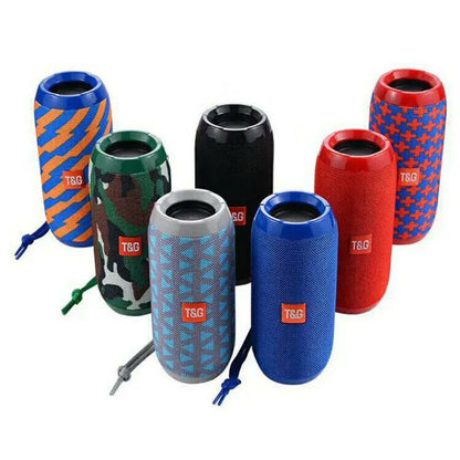 Colorful textured fabric-wrapped tg117 outdoor bluetooth speaker featuring long battery life and dual bass sound bar design