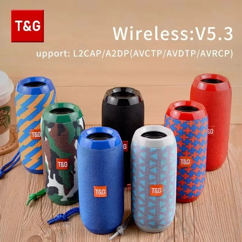 A collection of tg117 portable bluetooth speakers in vibrant colors featuring bluetooth speaker tws and outdoor column boombox design