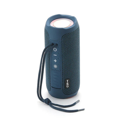 Dark blue t&g tg227 waterpro lamp outdoor portable wireless compatible speaker with textured mesh and carrying strap for radio music party
