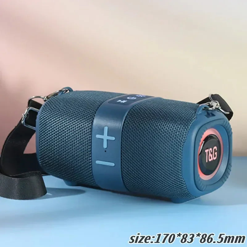 Blue tg667 outdoor protable wireless bluetooth speaker dual with textured fabric body and circular driver housing