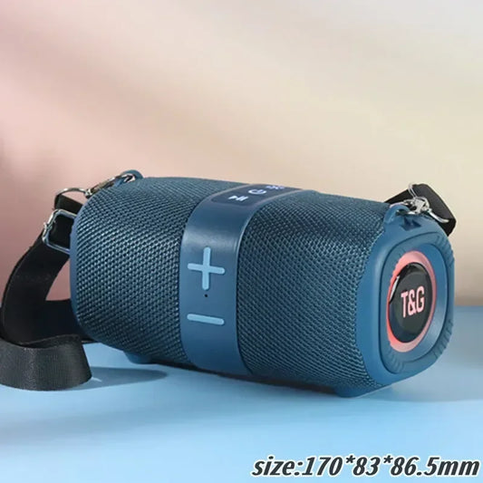 Blue tg667 outdoor protable wireless bluetooth speaker dual with textured fabric body and circular driver housing