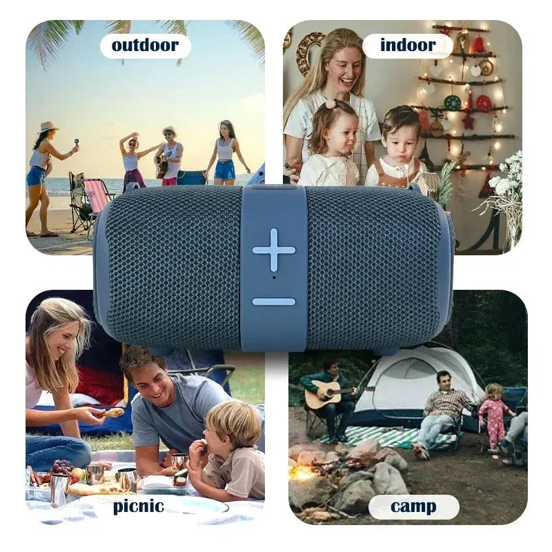 Tg667 outdoor protable wireless bluetooth speaker dual in blue mesh texture with central control panel and rgb support