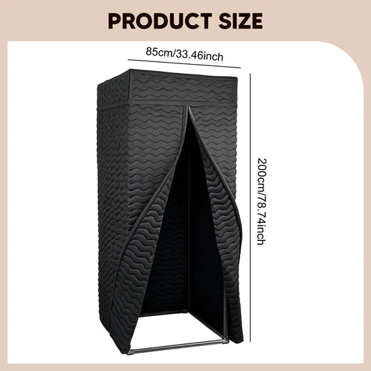 Black quilted fabric portable vocal booth with wavy texture and metal frame thickened soundproof portable easy assembly