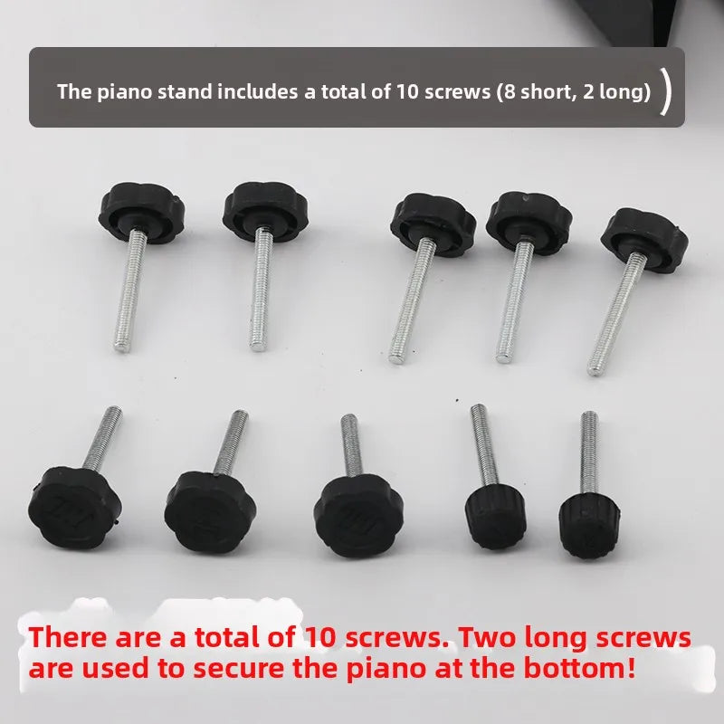 Ten black plastic-tipped metal screws for thickened universal electronic piano stand adjustable height support keys grand pianos