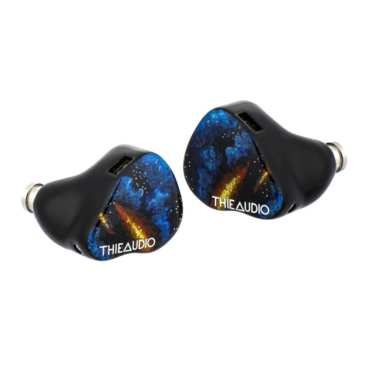 Black thieaudio origin quadbrid iem hifi earphones with cosmic nebula design for audiophiles musicians