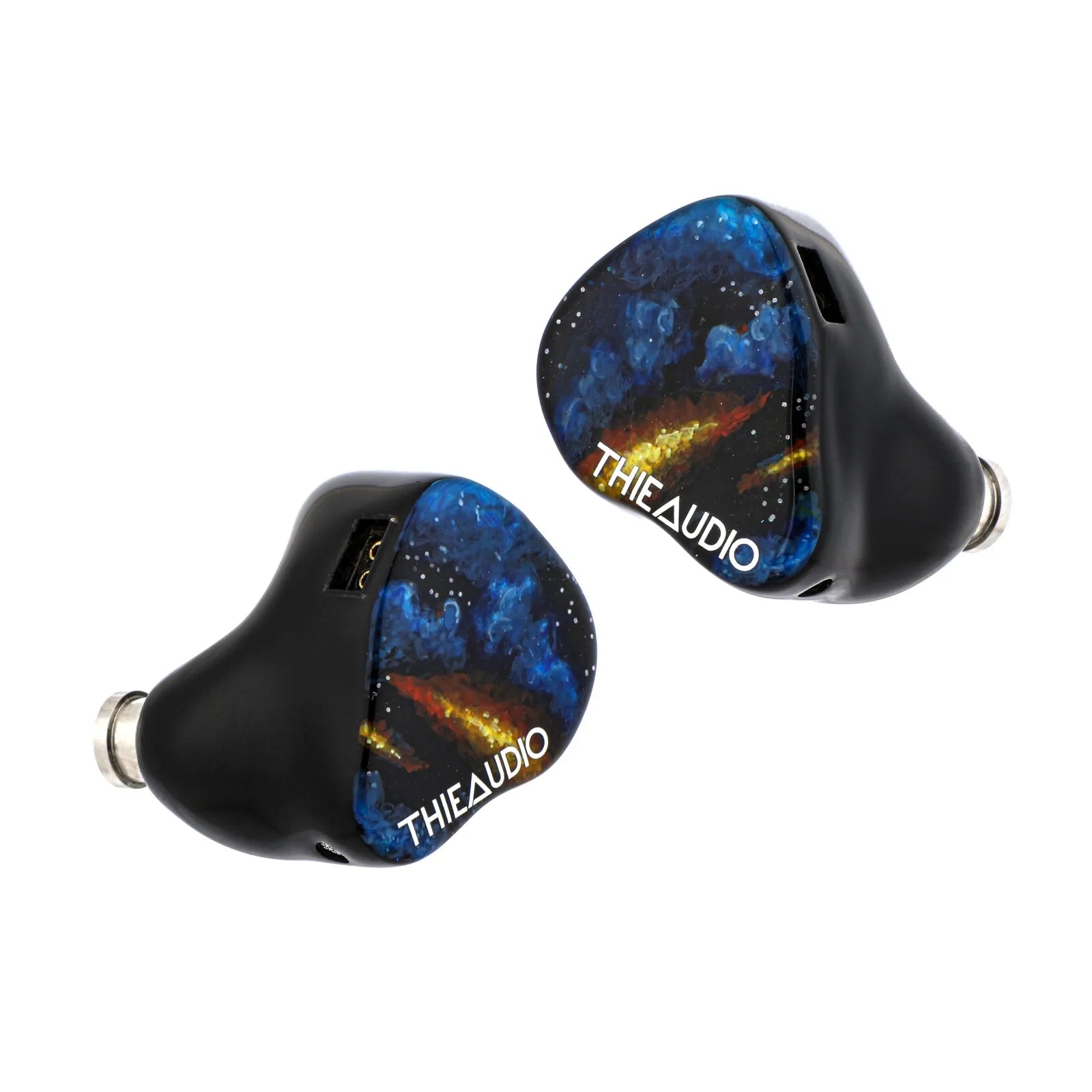 Black thieaudio origin quadbrid iem hifi in-ear monitors with cosmic nebula design for audiophiles musicians