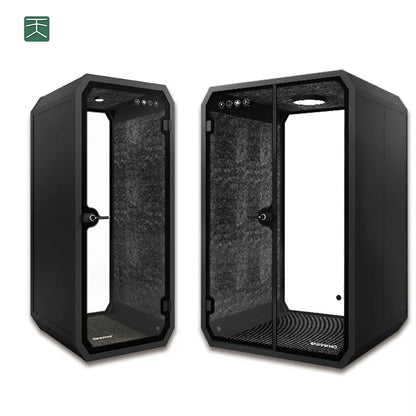 Black rectangular tiange good ventilation soundproof privacy pods with textured gray walls for studio vocal isolation and drum sound proof