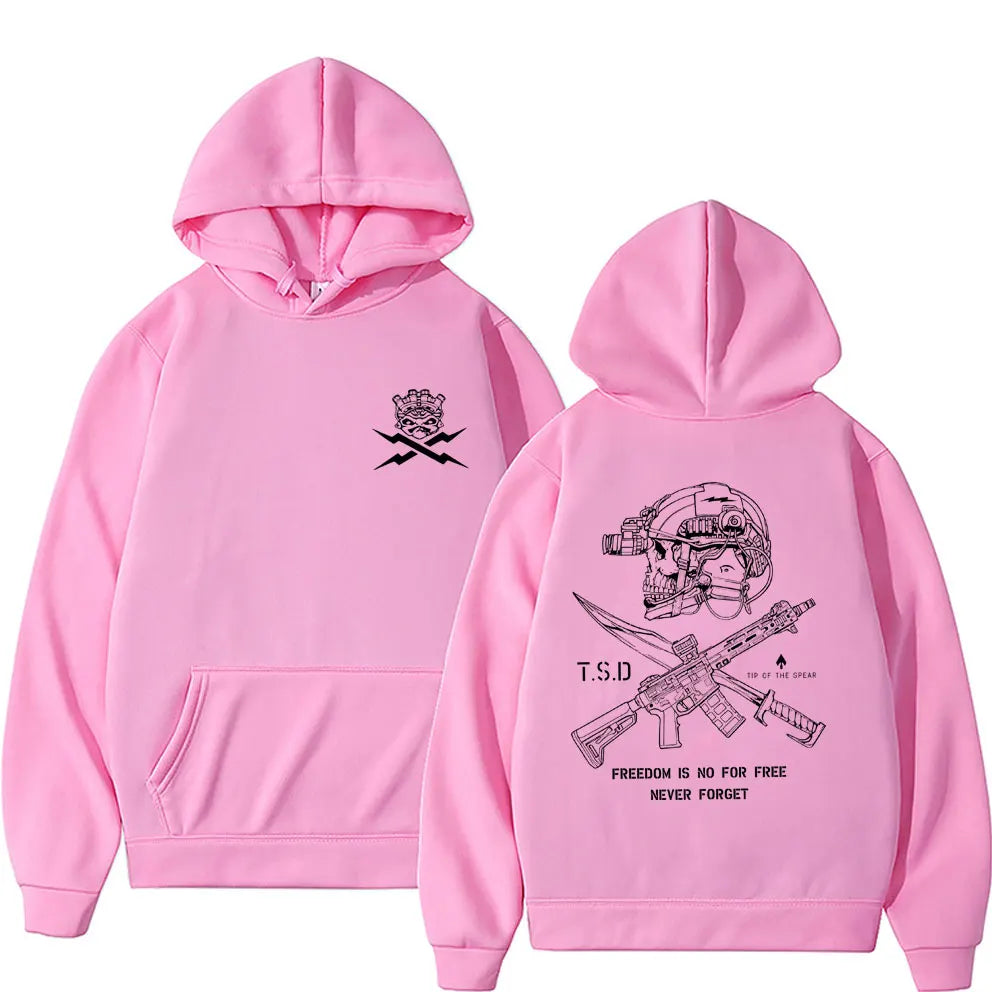 Pink tip of the spear x-ray sparta tactical skeleton hoodie with skull graphic for women fashion oversized and male casual tracksuit