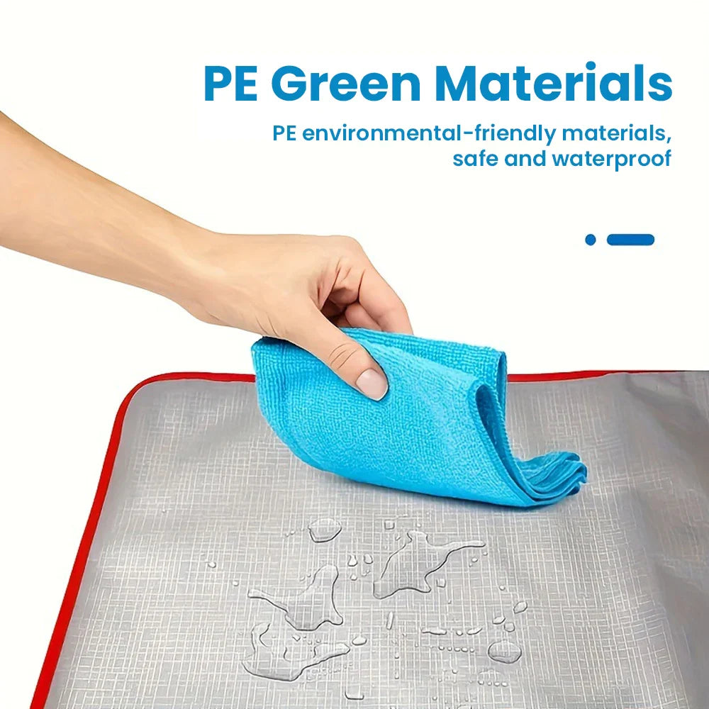 Bright blue microfiber cleaning cloth made from pe green materials used to wipe surface for toddler musical piano mat floor keyboard drum instruments sounds toy