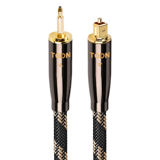 Black and gold braided todn hifi optical audio cable with digital fiber optical toslink and 3.5mm connectors for surround sound