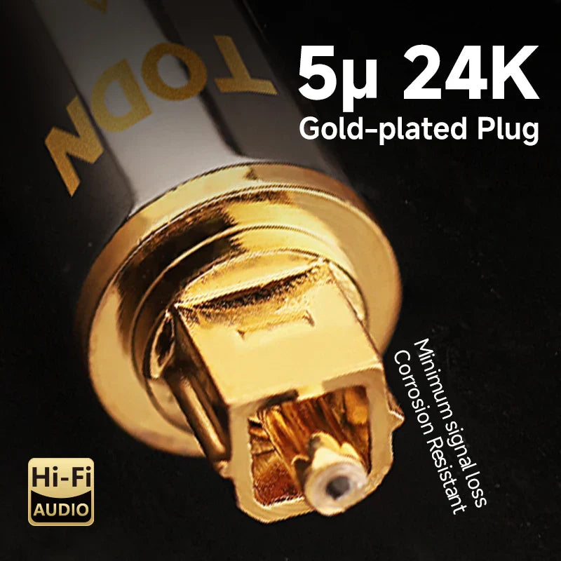 Todn hifi optical 24k gold-plated digital fiber optical plug for surround sound systems with polished finish
