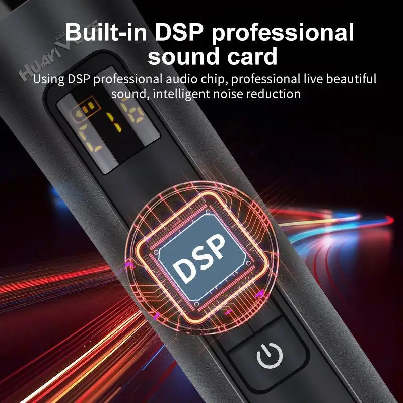 Black tofona h20 live microphone with built-in dsp sound card karaoke and illuminated display for bluetooth accompaniment