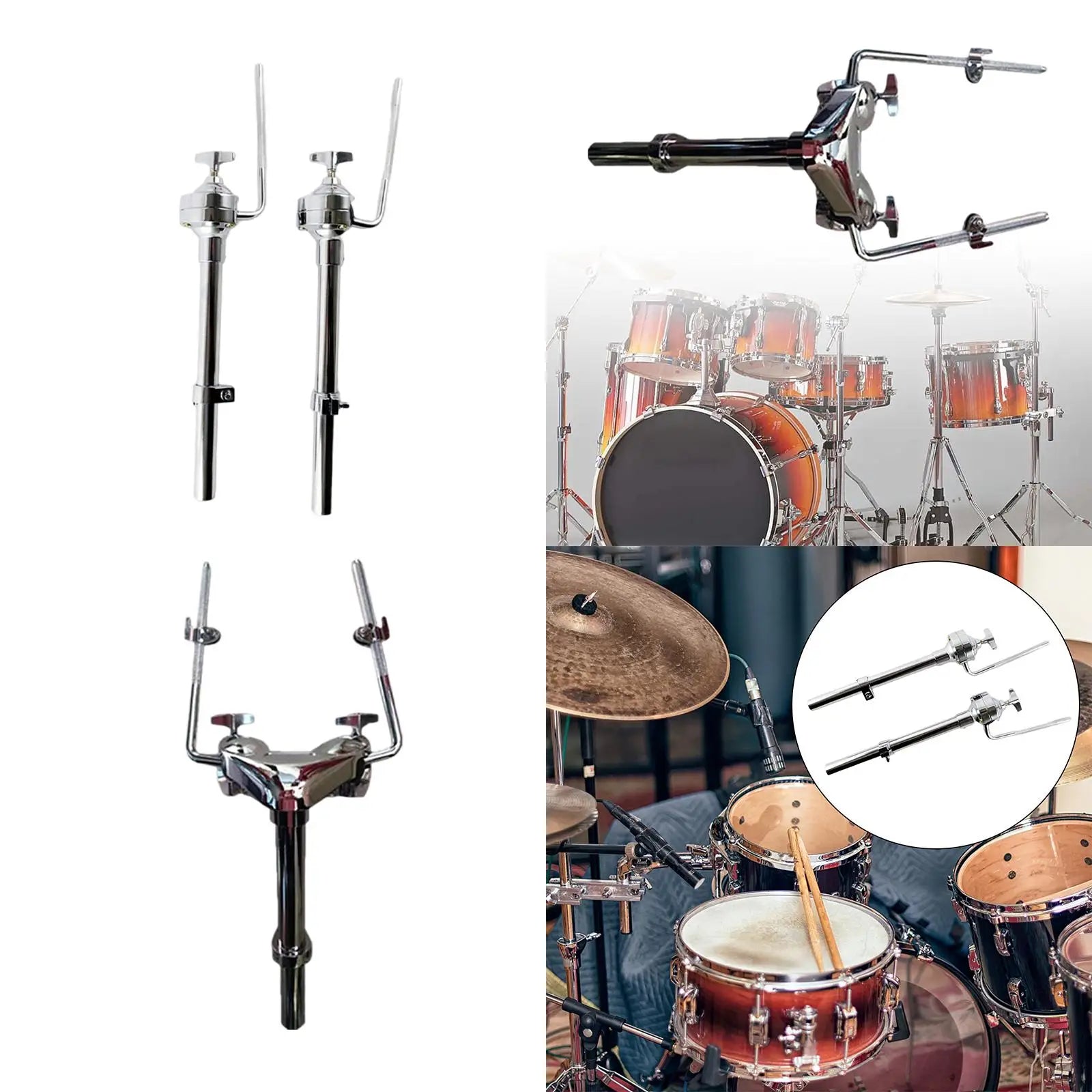 Chrome-finished tom drum stand hardware set featuring stand lightweight stable design for stable drummer loud performance