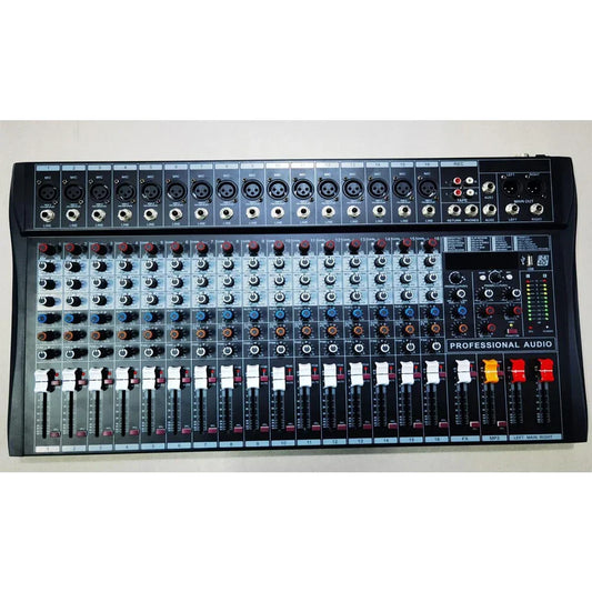 Top quality rx1600 black 16 channel stage performance studio sound audio mixer with colorful knobs and sliders