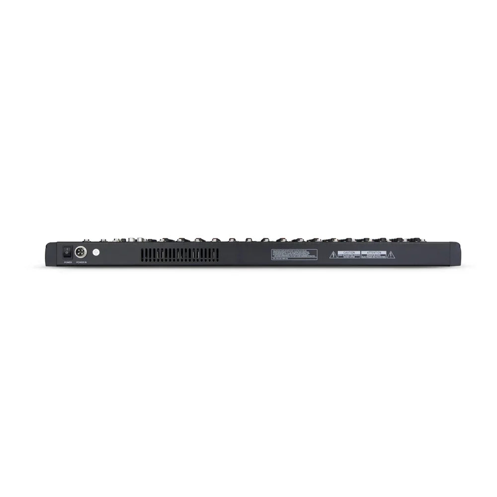 Black quality rx1600 sound audio mixer with sleek rectangular design and multiple ports for stage performance studio use