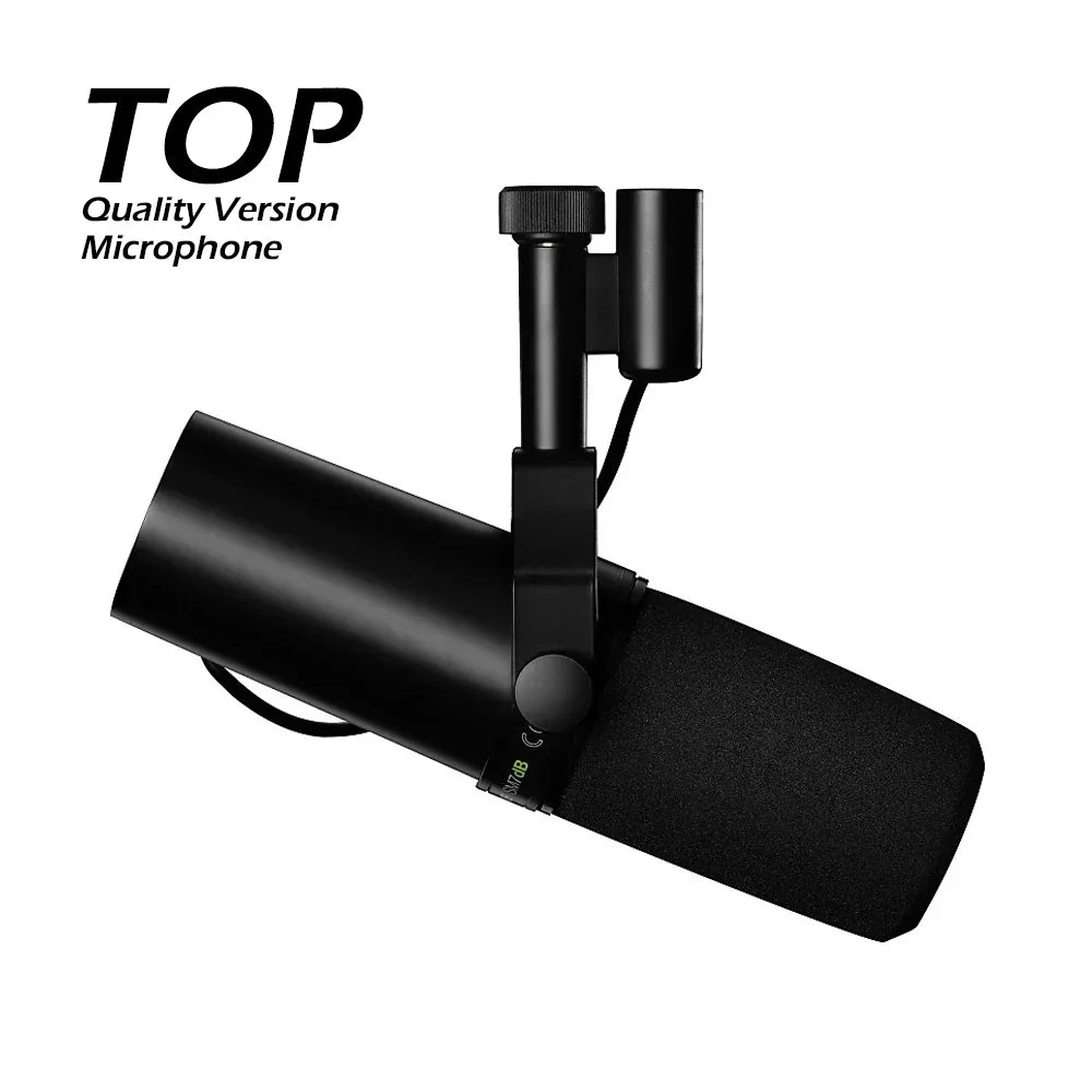 Black condenser quality sm7db dynamic microphone with foam windscreen and preamp selectable frequency for podcasting recording broadcasting