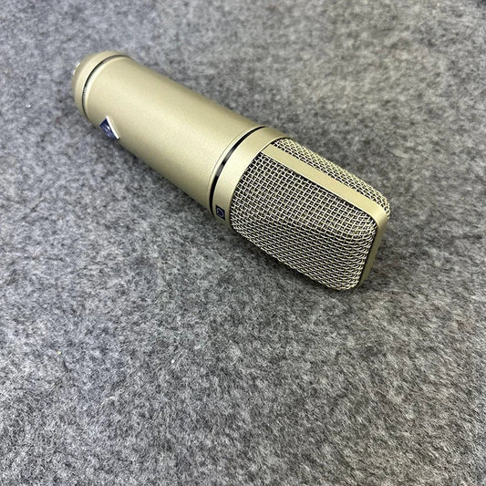 Gold-colored quality u87 studio condenser sound recording microphone with metallic mesh grille for condenser microphone voice use