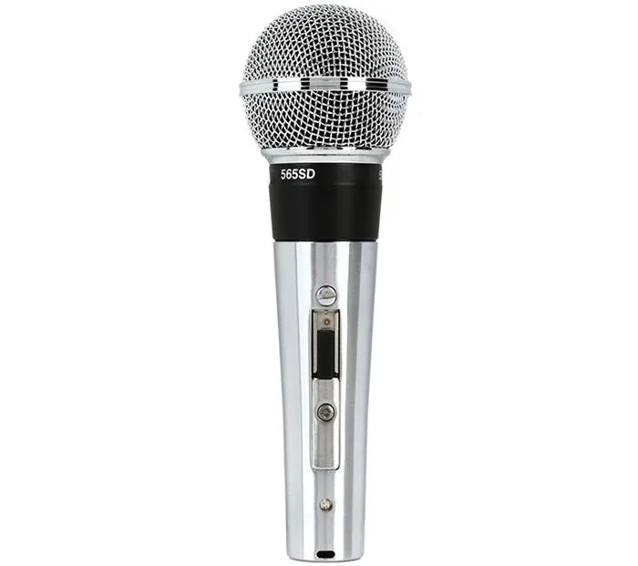 Silver and black dynamic 565sd microphone with mesh grille wired microphone professional for karaoke handheld use