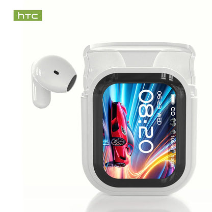 White htc wireless headphones translation earbuds with charging case featuring waterproof rating long battery life