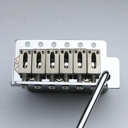 Chrome silver tremolo bridge system for stratocaster st electric guitar with six-saddle base plate and visible springs