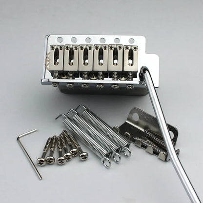 Chrome silver tremolo bridge system with six-saddle base plate and matching springs for stratocaster st electric guitar