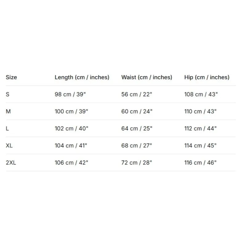 Size chart for women hip hop joggers with wide leg street style showing measurements in cm and inches s to 2xl
