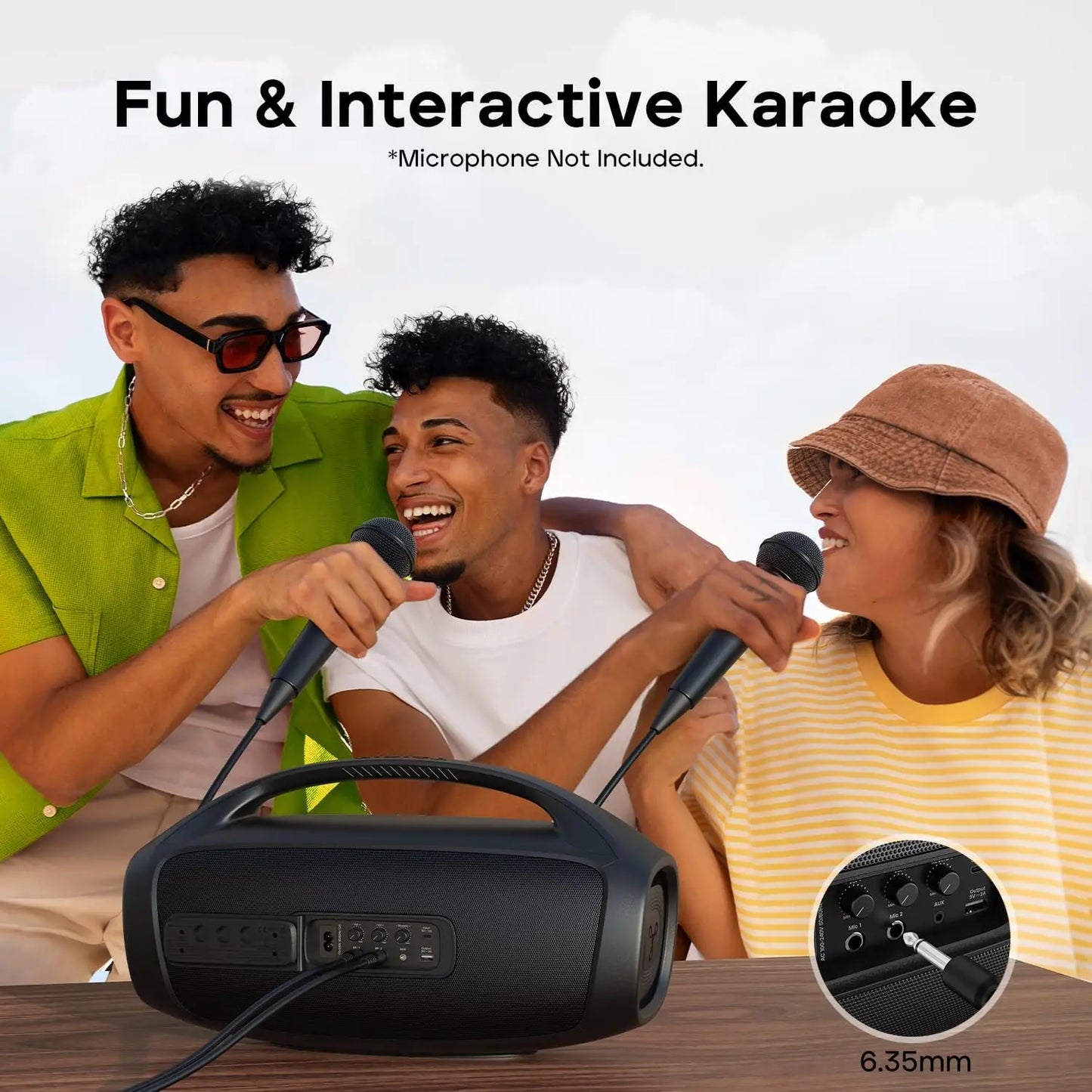 Black tribit stormbox blast portable karaoke speaker with handle multiple input ports and 200w power subwoofer