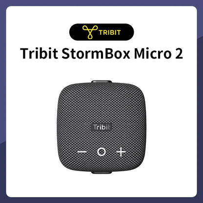 Black tribit stormbox micro 2 portable speaker with textured mesh grille ip67 waterproof for outdoor activities