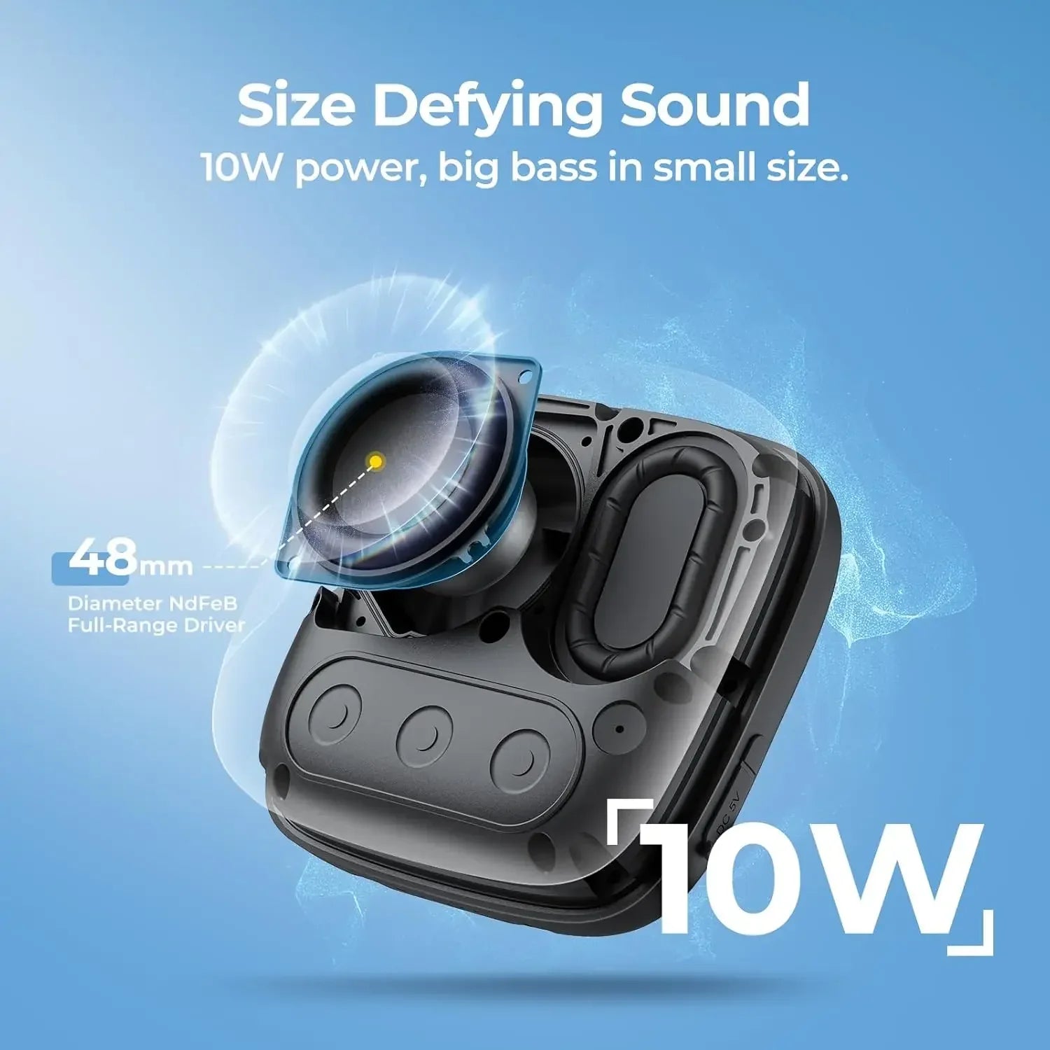 Compact black tribit stormbox micro 2 wireless speaker with 48mm driver 10w output ip67 waterproof for outdoor activities