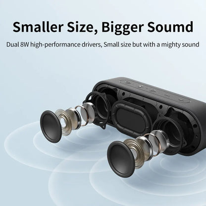 Black rectangular tribit xsound go portable bluetooth speaker with dual 8w drivers type-c aux and 24-hour playtime