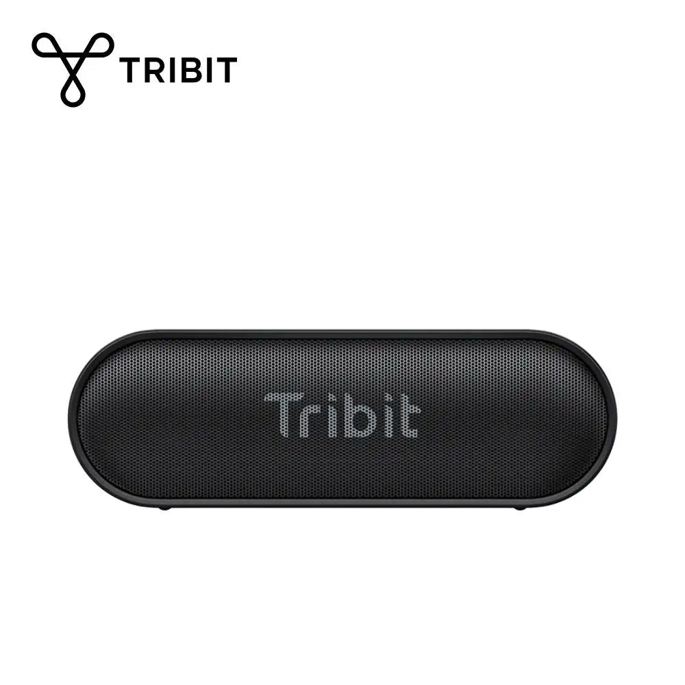 Black tribit xsound portable bluetooth speaker with textured mesh grille 24-hour playtime and type-c aux port