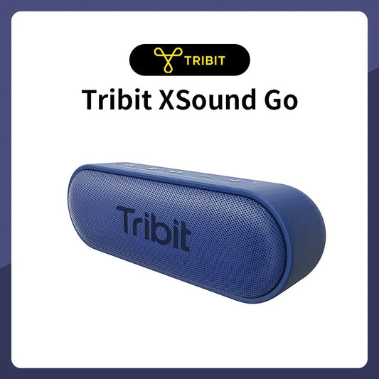 Blue tribit xsound go portable bluetooth speaker with textured grille type-c aux and 24-hour playtime for outdoor use