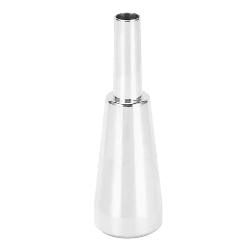 Shiny chrome-finished trumpet mouthpiece brass with cylindrical top and conical base for woodwind musical instrument bright tone