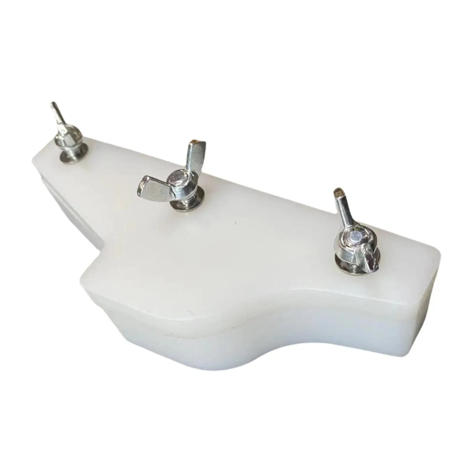 White plastic dental articulator with three metallic wing nuts used as a repair tool brass for trumpet repair and winds instrument repair