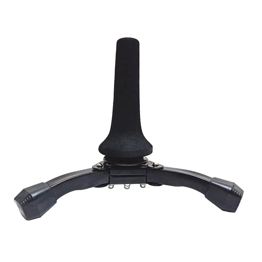 Black tripod-style lightweight instrument stand with padded grip and adjustable arms for soprano saxophone stand and clarinet stand bracket