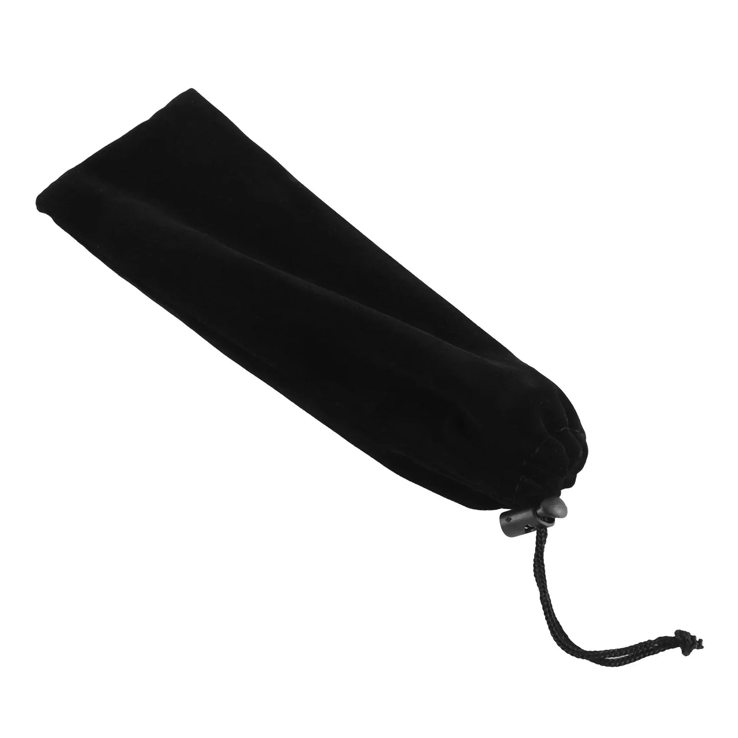 Black velvet drawstring pouch with metallic toggle and braided cord for tuning fork 528 hz healing musical instrument kit with silicone hammer and cleaning cloth perfect