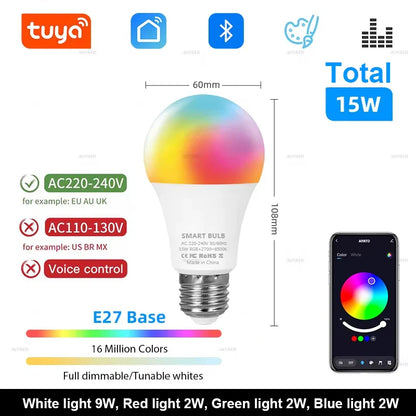 A sleek tuya bluetooth led bulb lamp with dimmable colorful gradient glass top and group control features