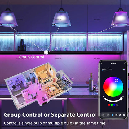 Smart led pendant lights with tuya bluetooth led dimmable bulb lamps feature adjustable color and group control via app