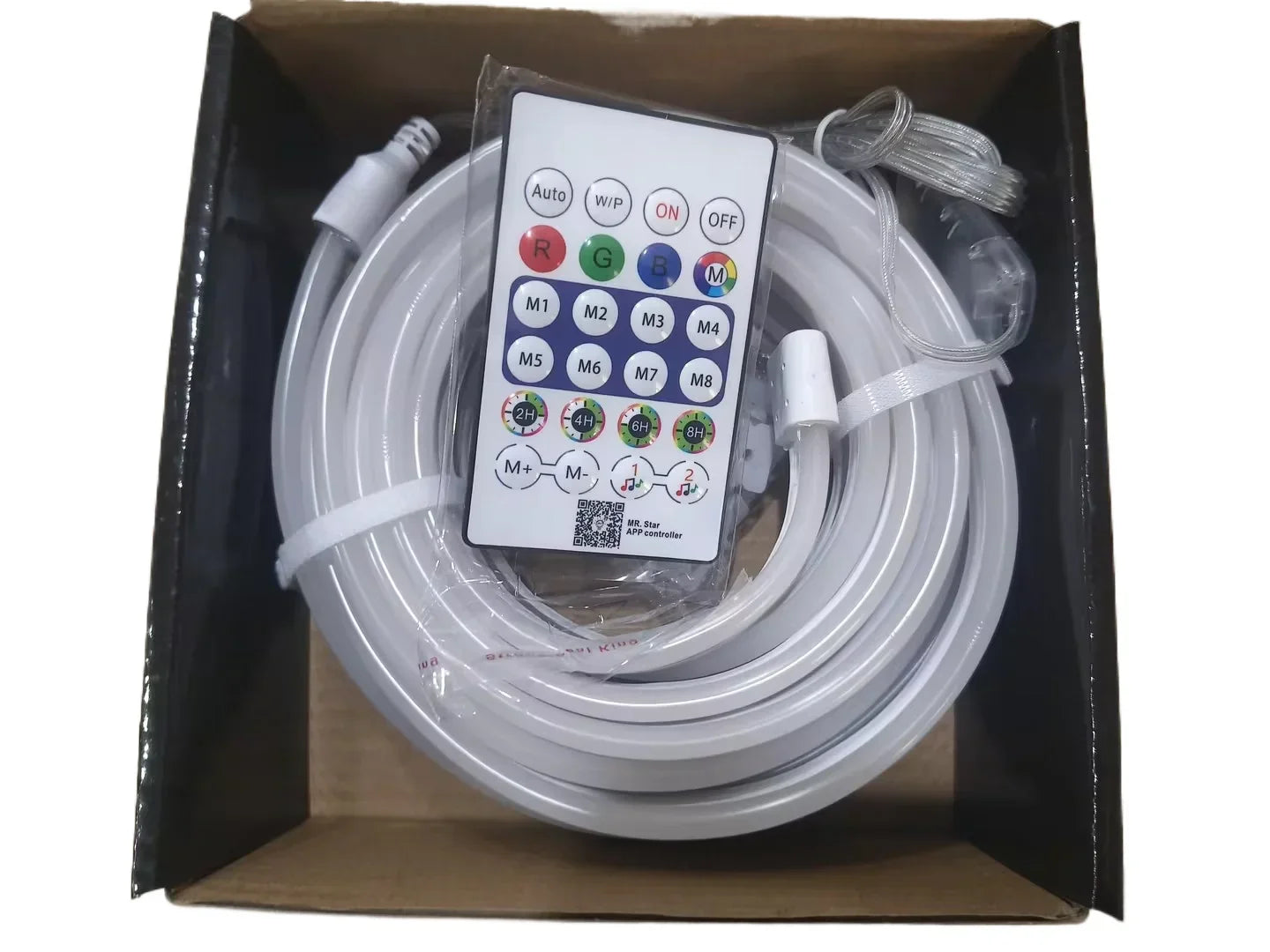 White tuya neon led strip light with 84leds m silicone and remote control featuring music sync rgbic color modes