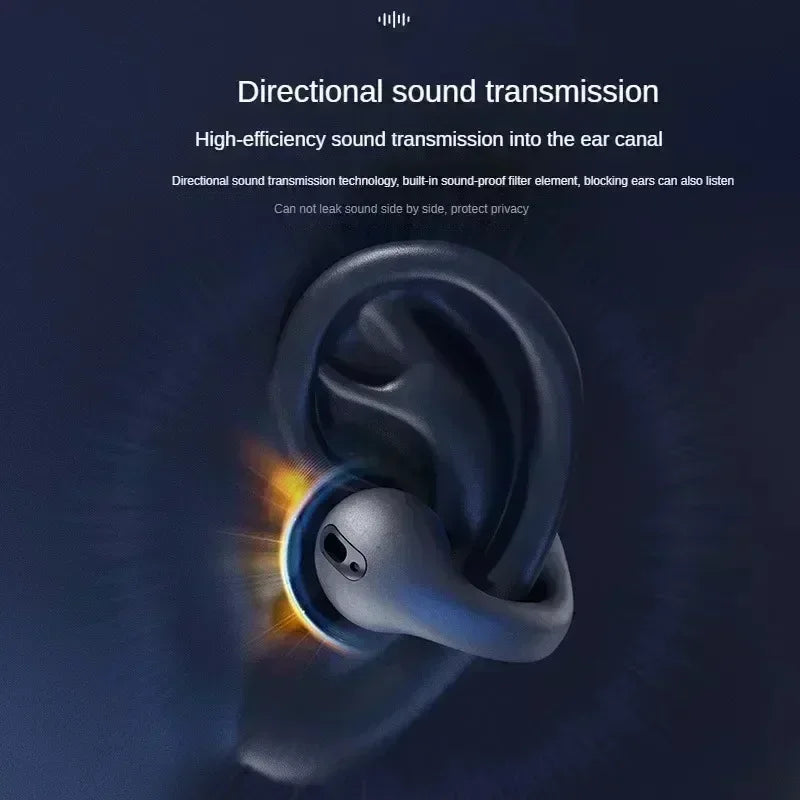 Silver wireless air conduction headphones clip with ergonomic design for sports gaming earphone and hd calls