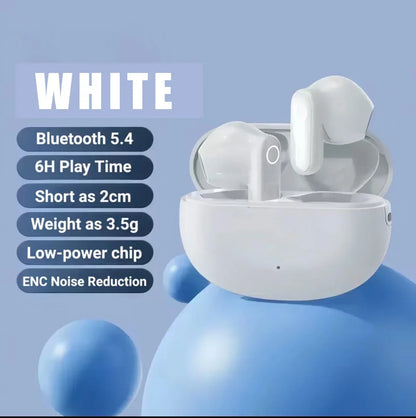 White tws bluetooth wireless earbuds ky5 with sleek charging case designed for type beat music and extended charge time