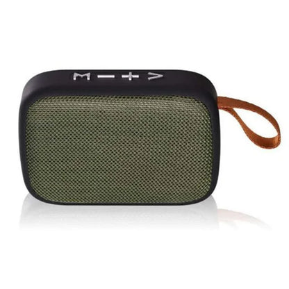 Olive green mesh textured tws speakers portable bluetooth subwoofer 3d stereo player surround hifi with brown leather strap