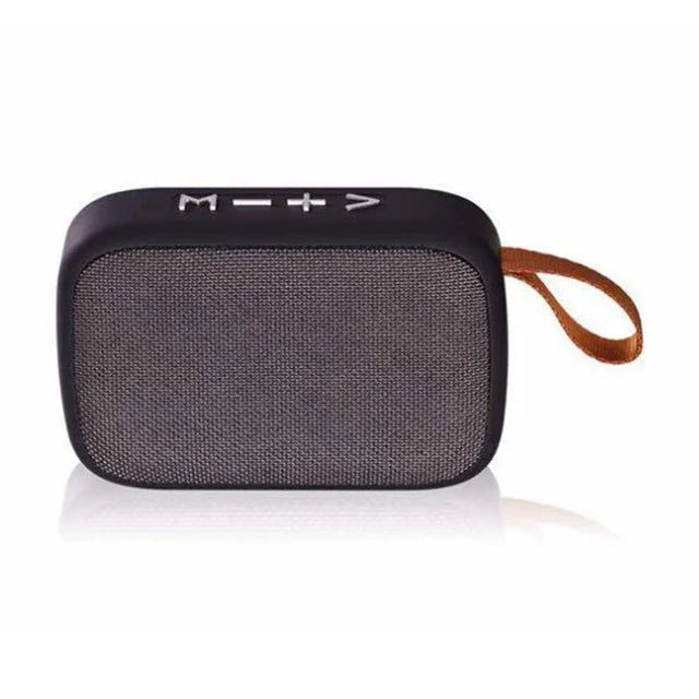 Black rectangular tws speakers portable bluetooth speaker with gray fabric grille, leather strap, subwoofer 3d stereo sound