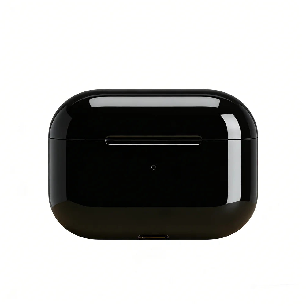 Black glossy finish tws touch control airpods pro charging case with sleek design for bluetooth earphones sport use