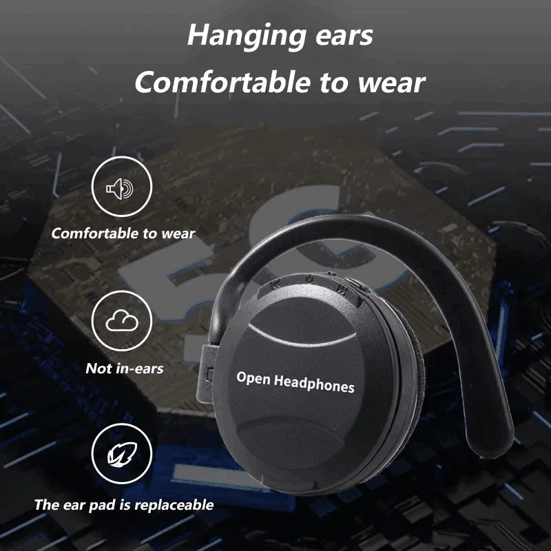 Black tws wireless bluetooth headphones with sleek curved design touch control sports earbuds and replaceable ear pads