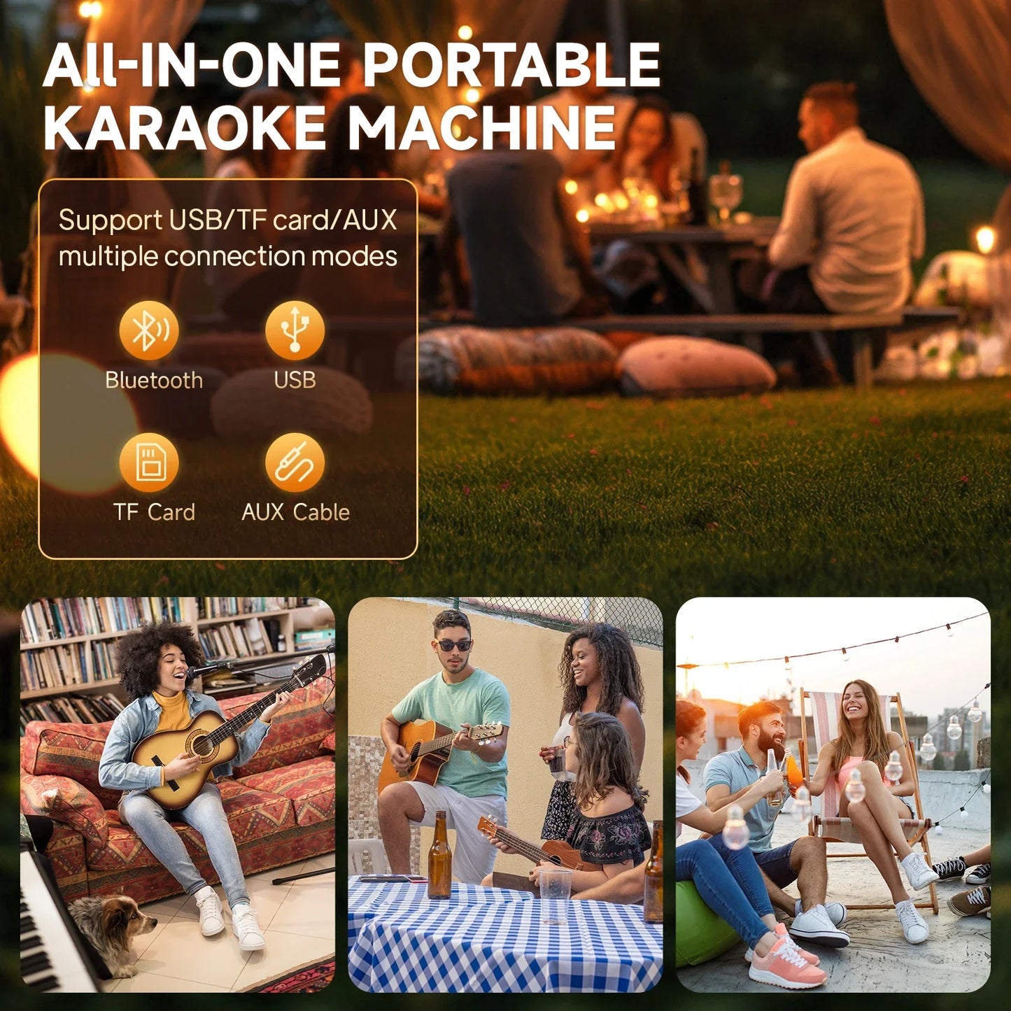 All-in-one tx06karaoke bluetooth speaker with microphone featuring karaoke outdoor bass and colorful music rhythm light