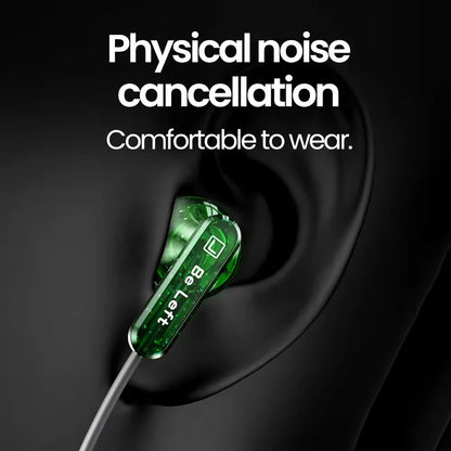Green translucent in-ear control wired earplugs with be left branding for s23 s22 ultra and s22 ultra xiaomi devices