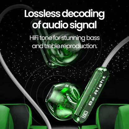 Green translucent control wired earplugs with glossy finish and be right branding for s23 s22 ultra xiaomi devices